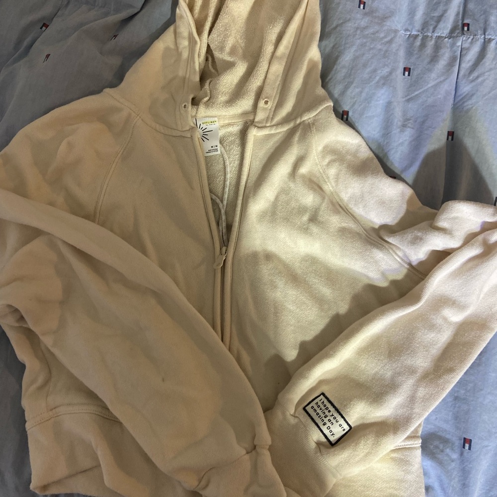 Aerie Cropped tan zip-up!